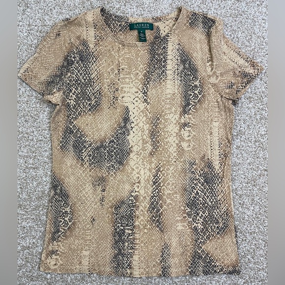 Ralph Lauren Beige and Black Snake Print Top - Picture 1 of 6